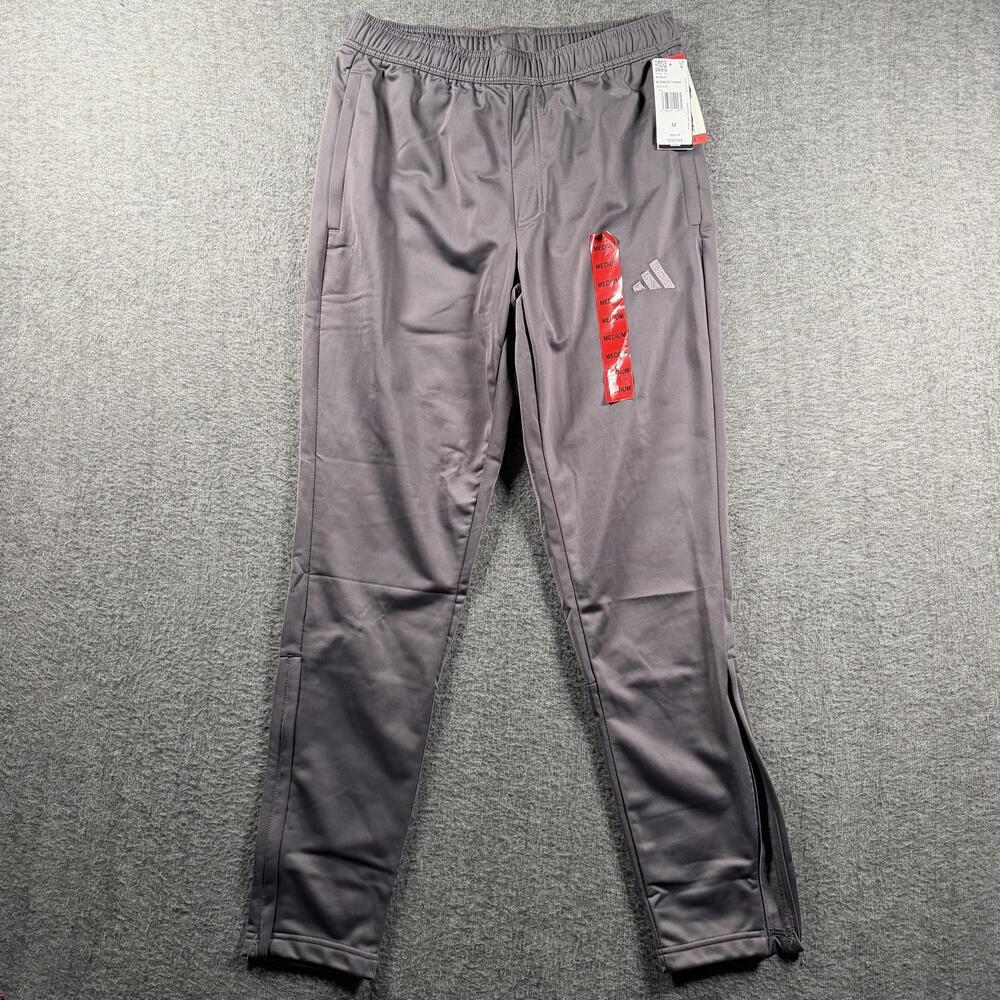 Adidas Pants Mens Medium Gray Tricot Track Elastic Waist Zip Ankle Athletic